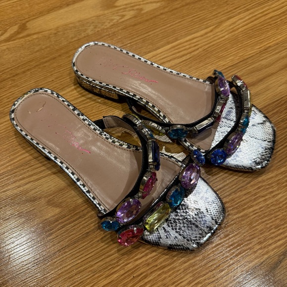 Betsey Johnson Women's Willet Jeweled Slide Flat‎ Sandals Sz 6 - Picture 1 of 8